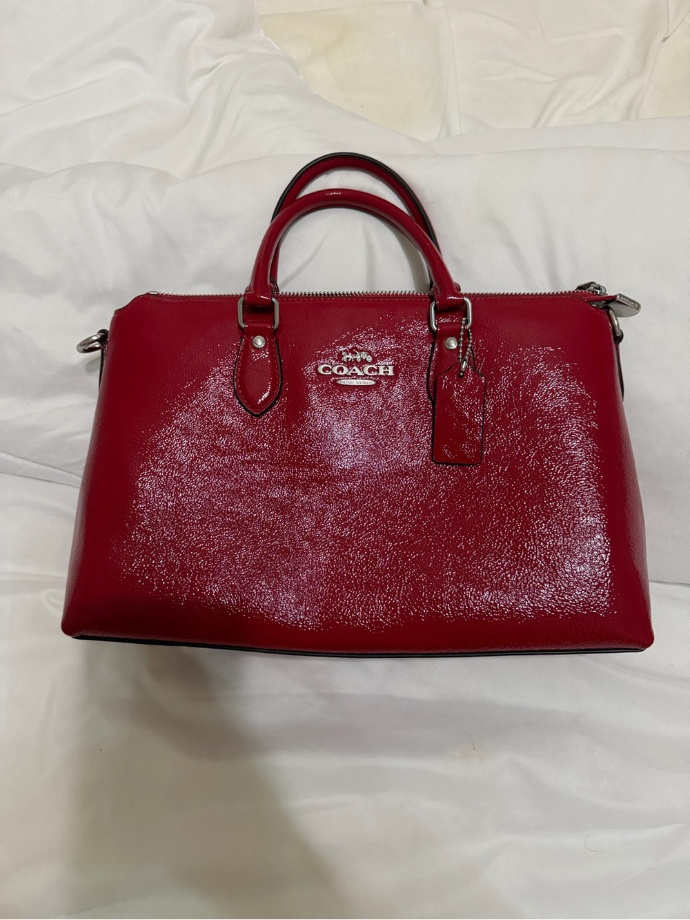 Coach CV942 Georgia Red Patent Leather Satchel